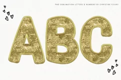 Gold Faux Embroidered Sequin Alphabet PNG | Sublimation PNG Product Image 2