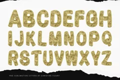 Gold Faux Embroidered Sequin Alphabet PNG | Sublimation PNG Product Image 5