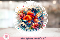 Gold Fish Summer Sun Wind Spinner, Door Hanger Png, Keychain Png, Car Coaster