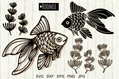 Goldfish and sea plants Svg, Ocean SVG, Fish clipart Beach Product Image 1