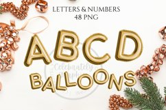 Gold Foil Balloons Alphabet and Numbers Clipart