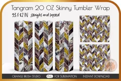 Gold Glitter Geometric Tumbler Wrap PNG Chevron Pattern 1