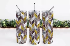 Gold Glitter Geometric Tumbler Wrap PNG Chevron Pattern  2