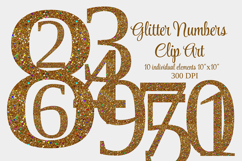 Gold Glitter Numbers Clipart 1 Product Image 1