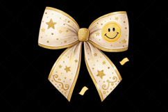 gold retro bow, smiley coquette bow, glitter bow design, retro smiley clipart, digital bow design, luxurious gold bow, smiley bow art, gold vintage design, coquette bow art, smiley sublimation design