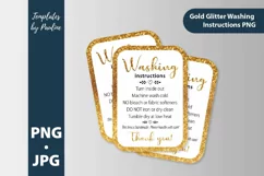 Gold glitter washing instruction card PNG