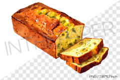 Gold kiwi Pound cake PNG Clipart Watercolor Dessert Illust Product Image 1