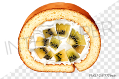 Gold kiwi Roll Cake PNG Clipart Watercolor Dessert Illust Product Image 1