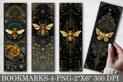 Gold Moth and Bees Printable Bookmarks Product Image 1
