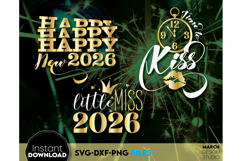 Celebrate New Year 2026 in style with this elegant gold SVG bundle — perfect for shirts, mugs, cards, and party decorations.