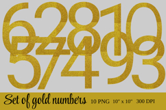 Gold Glitter Numbers Clipart 10 PNG Product Image 1