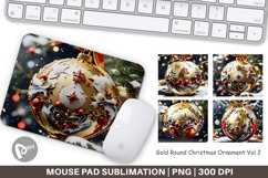 Mouse Pad Gold Round Christmas Product Image 1