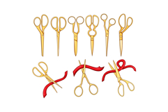 gold scissor set cartoon Product Image 1