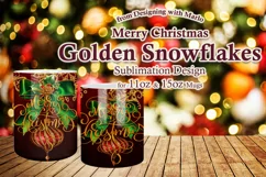 Golden Snowflakes Merry Christmas 11oz & 15oz Mug Wrap Product Image 1