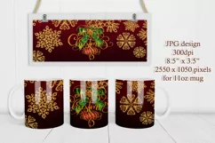 Golden Snowflakes Merry Christmas 11oz & 15oz Mug Wrap Product Image 2