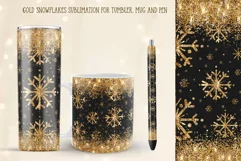 Gold Snowflakes sublimation for tumbler mug and pen