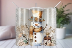 Christmas Tumbler Wrap, Gold Snowman Sublimation PNG design Product Image 1