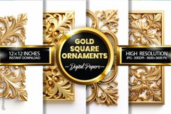 Gold Square Ornaments Digital Papers - 04 Variations Product Image 1