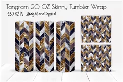 Gold Tangram Skinny Tumbler Wrap Design Marble Siblimation 3
