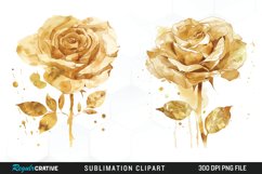 Watercolor Gold Elegant Flowers Exquisite Clipart Product Image 1