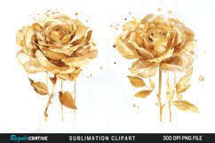 Watercolor Gold Elegant Flowers Exquisite Clipart Product Image 1