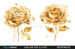 Watercolor Gold Elegant Flowers Exquisite Clipart Product Image 1