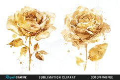 Watercolor Gold Elegant Flowers Exquisite Clipart Product Image 1