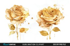 Watercolor Gold Elegant Flowers Exquisite Clipart Product Image 1