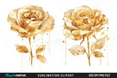 Watercolor Gold Elegant Flowers Exquisite Clipart Product Image 1