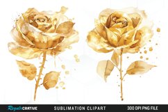 Watercolor Gold Elegant Flowers Artwork Clipart Product Image 1