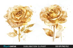 Watercolor Gold Elegant Flowers Artwork Clipart Product Image 1