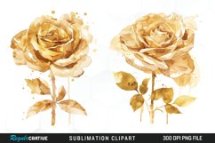Watercolor Gold Elegant Flowers Artwork Clipart Product Image 1