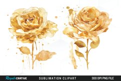 Watercolor Gold Elegant Flowers Exquisite Clipart Product Image 1