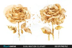 Watercolor Gold Elegant Flowers Exquisite Clipart Product Image 1