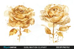 Watercolor Gold Elegant Flowers Exquisite Clipart Product Image 1