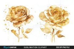 Watercolor Gold Elegant Flowers Artwork Clipart Product Image 1