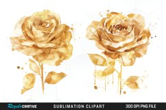 Watercolor Gold Elegant Flowers Exquisite Clipart Product Image 1