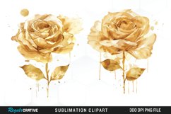 Watercolor Gold Elegant Flowers Exquisite Clipart Product Image 1
