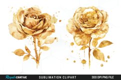Watercolor Gold Elegant Flowers Exquisite Clipart Product Image 1