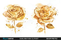 Watercolor Gold Elegant Flowers Exquisite Clipart Product Image 1