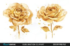 Watercolor Gold Elegant Flowers Artwork Clipart Product Image 1
