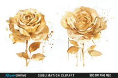 Watercolor Gold Elegant Flowers Exquisite Clipart Product Image 1