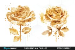 Watercolor Gold Elegant Flowers Artwork Clipart Product Image 1