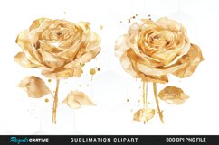 Watercolor Gold Elegant Flowers Exquisite Clipart Product Image 1