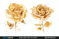 Watercolor Gold Elegant Flowers Exquisite Clipart Product Image 1