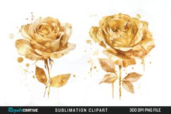 Watercolor Gold Elegant Flowers Artwork Clipart Product Image 1