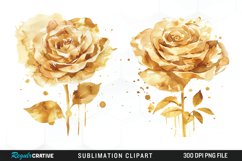 Watercolor Gold Elegant Flowers Exquisite Clipart Product Image 1