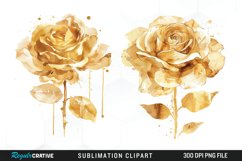Watercolor Gold Elegant Flowers Exquisite Clipart Product Image 1