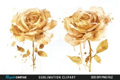 Watercolor Gold Elegant Flowers Exquisite Clipart Product Image 1