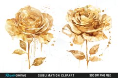 Watercolor Gold Elegant Flowers Exquisite Clipart Product Image 1